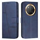 For Honor X9c 5G Stitching Calf Texture Buckle Leather Phone Case(Blue) - 1