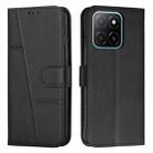 For Honor X6c 4G Stitching Calf Texture Buckle Leather Phone Case(Black) - 1