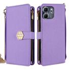 For Infinix Hot 50i 4G Crossbody Handle Cross Texture Leather Phone Case(Purple) - 1