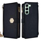 For Infinix Hot 50 4G Crossbody Handle Cross Texture Leather Phone Case(Black) - 1