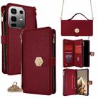 For Infinix Note 50 4G Crossbody Handle Cross Texture Leather Phone Case(Red) - 1