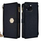 For itel A50C 4G Crossbody Handle Cross Texture Leather Phone Case(Black) - 1