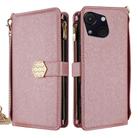 For itel A50C 4G Crossbody Handle Cross Texture Leather Phone Case(Rose Gold) - 1