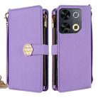 For itel P65 Crossbody Handle Cross Texture Leather Phone Case(Purple) - 1