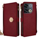For itel P65 Crossbody Handle Cross Texture Leather Phone Case(Red) - 1