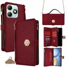 For itel A90 4G Crossbody Handle Cross Texture Leather Phone Case(Red) - 1