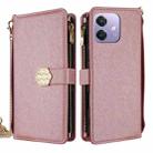 For OPPO A3x 5G India Crossbody Handle Cross Texture Leather Phone Case(Rose Gold) - 1