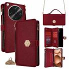 For OPPO Find X8 Ultra 5G Crossbody Handle Cross Texture Leather Phone Case(Red) - 1