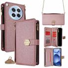 For OPPO Find X8s 5G Crossbody Handle Cross Texture Leather Phone Case(Rose Gold) - 1