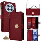 For OPPO Find X8s 5G Crossbody Handle Cross Texture Leather Phone Case(Red) - 1