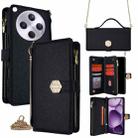 For OPPO Find X8s+ 5G Crossbody Handle Cross Texture Leather Phone Case(Black) - 1