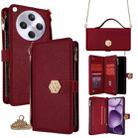 For OPPO Find X8s+ 5G Crossbody Handle Cross Texture Leather Phone Case(Red) - 1