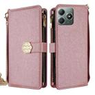 For Realme C61 4G Crossbody Handle Cross Texture Leather Phone Case(Rose Gold) - 1