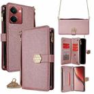 For Realme P3 Ultra 5G Crossbody Handle Cross Texture Leather Phone Case(Rose Gold) - 1