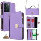 For Realme C71 4G Crossbody Handle Cross Texture Leather Phone Case(Purple) - 1
