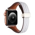 For Apple Watch 46mm / 49mm / 45mm / 44mm Kalebol Diamond Pattern Magnetic Buckle Leather Strap(White) - 2