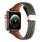 For Apple Watch 46mm / 49mm / 45mm / 44mm Kalebol Diamond Pattern Magnetic Buckle Leather Strap(Olive Green) - 2