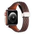 For Apple Watch 46mm / 49mm / 45mm / 44mm Kalebol Diamond Pattern Magnetic Buckle Leather Strap(Coffee) - 2