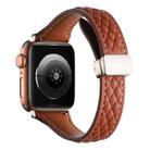 For Apple Watch 46mm / 49mm / 45mm / 44mm Kalebol Diamond Pattern Magnetic Buckle Leather Strap(Brown) - 2