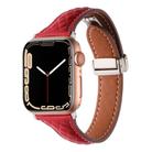 For Apple Watch 42mm / 41mm / 40mm / 38mm Kalebol Diamond Pattern Magnetic Buckle Leather Strap(Red) - 1