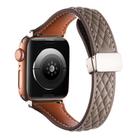 For Apple Watch 42mm / 41mm / 40mm / 38mm Kalebol Diamond Pattern Magnetic Buckle Leather Strap(Taupe) - 2