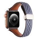 For Apple Watch 42mm / 41mm / 40mm / 38mm Kalebol Diamond Pattern Magnetic Buckle Leather Strap(Mud Grey) - 2
