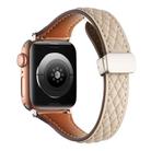 For Apple Watch 42mm / 41mm / 40mm / 38mm Kalebol Diamond Pattern Magnetic Buckle Leather Strap(Apricot) - 2