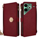 For Tecno Pova 6 Neo 4G Crossbody Handle Cross Texture Leather Phone Case(Red) - 1
