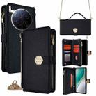 For Tecno Camon 40 Premier 5G Crossbody Handle Cross Texture Leather Phone Case(Black) - 1