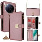 For Tecno Camon 40 Premier 5G Crossbody Handle Cross Texture Leather Phone Case(Rose Gold) - 1