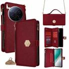 For Tecno Camon 40 Premier 5G Crossbody Handle Cross Texture Leather Phone Case(Red) - 1