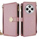 For Redmi 14C 4G Crossbody Handle Cross Texture Leather Phone Case(Rose Gold) - 1
