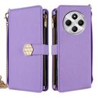 For Redmi 14C 4G Crossbody Handle Cross Texture Leather Phone Case(Purple) - 1