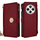 For Redmi 14C 4G Crossbody Handle Cross Texture Leather Phone Case(Red) - 1