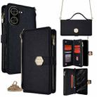 For Redmi A5 4G 171.7mm Crossbody Handle Cross Texture Leather Phone Case(Black) - 1