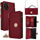 For Redmi A5 4G 171.7mm Crossbody Handle Cross Texture Leather Phone Case(Red) - 1