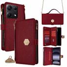 For Redmi Note 14S 4G Crossbody Handle Cross Texture Leather Phone Case(Red) - 1