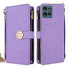 For Motorola Edge 50 5G Crossbody Handle Cross Texture Leather Phone Case(Purple) - 1