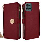 For Motorola Edge 50 5G Crossbody Handle Cross Texture Leather Phone Case(Red) - 1