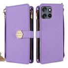 For Motorola Edge 50 Neo 5G Crossbody Handle Cross Texture Leather Phone Case(Purple) - 1