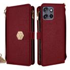 For Motorola Edge 50 Neo 5G Crossbody Handle Cross Texture Leather Phone Case(Red) - 1