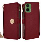 For Motorola Moto G35 5G Crossbody Handle Cross Texture Leather Phone Case(Red) - 1