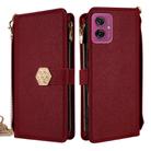 For Motorola Moto G55 5G Crossbody Handle Cross Texture Leather Phone Case(Red) - 1
