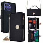 For Motorola Moto G Stylus 5G 2025 Crossbody Handle Cross Texture Leather Phone Case(Black) - 1