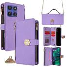 For Motorola Moto G Stylus 5G 2025 Crossbody Handle Cross Texture Leather Phone Case(Purple) - 1