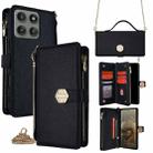 For Motorola Edge 60 Pro 5G Crossbody Handle Cross Texture Leather Phone Case(Black) - 1
