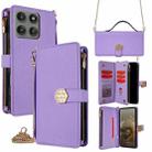 For Motorola Edge 60 Pro 5G Crossbody Handle Cross Texture Leather Phone Case(Purple) - 1