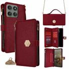For Motorola Edge 60 Pro 5G Crossbody Handle Cross Texture Leather Phone Case(Red) - 1