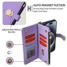For iPhone 12 / 12 Pro Crossbody Handle Cross Texture Leather Phone Case(Purple) - 3