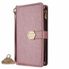 For iPhone 13 Pro Crossbody Handle Cross Texture Leather Phone Case(Rose Gold) - 2
